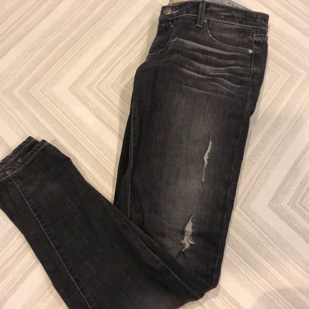 Paige Premium Denim Dark Gray Ripped Jeans
